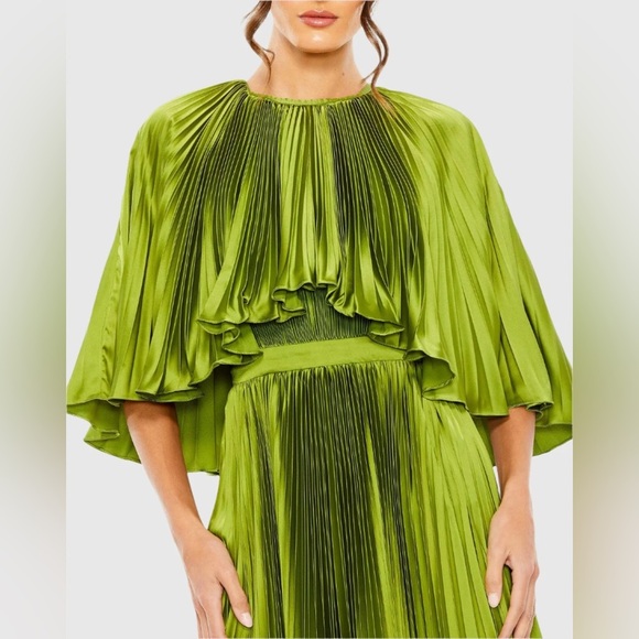 MAC DUGGAL 93648 NWT Green Pleated Caplet Tea-length Dress - Picture 2 of 6